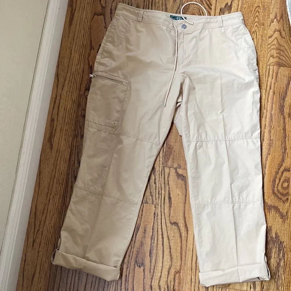 Ralph Lauren Women’s Active Tan/Brown Lightweight Cotton Pants Size 12